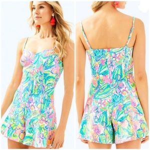 Lilly Pulitzer Coralie Romper in Surf Gypsea, size 4